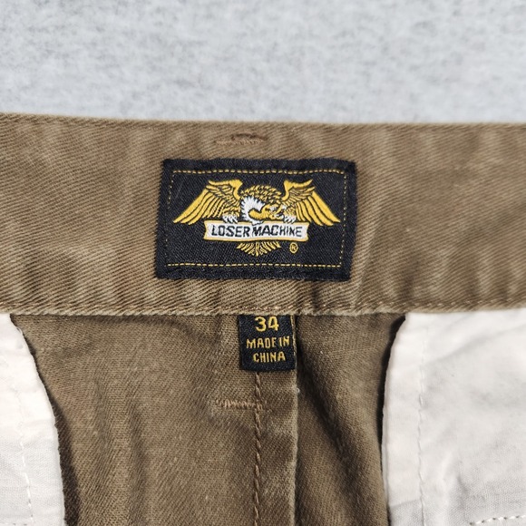 Loser Machine Cargo Pants Mens 34x32 Brown Canvas Baggy Skate Street Y2K - Picture 4 of 12